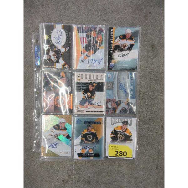 10 Certified Autographed Bruins Hockey Cards