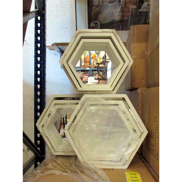 Case of 3 New 3 Pc. Mirrored Wall Shelf Sets