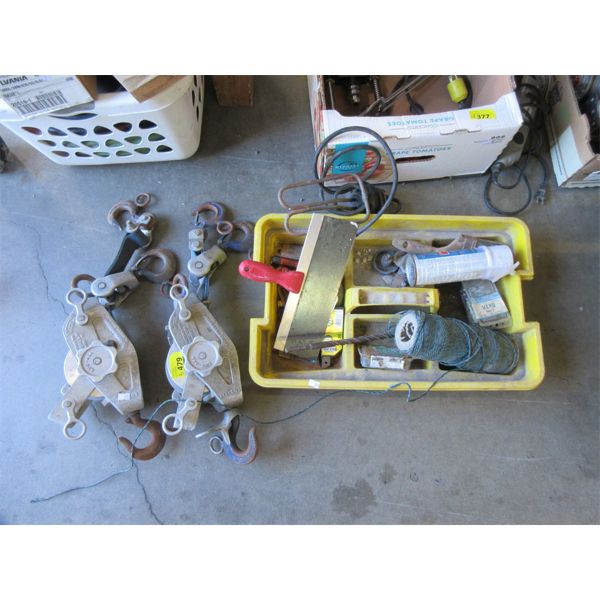 2 Lug-All Winches & Tool Tray with Contents