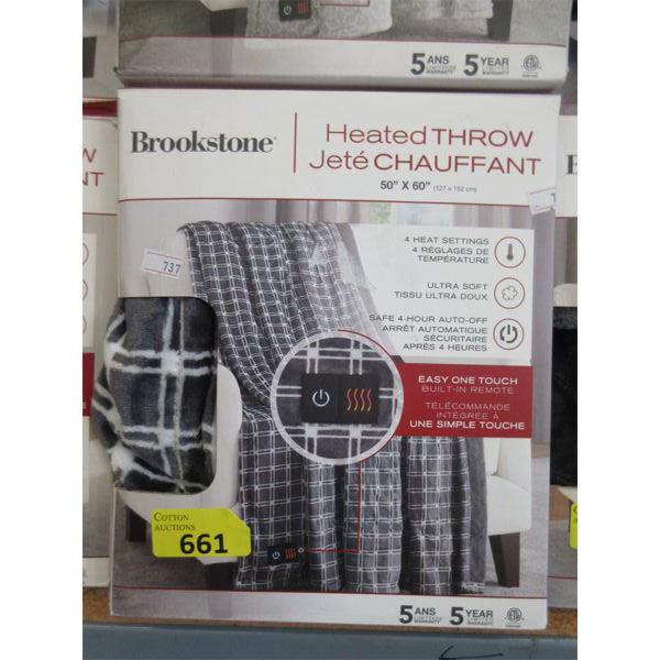 Brookstone 50  x 60  Heated Throw - Grey & White