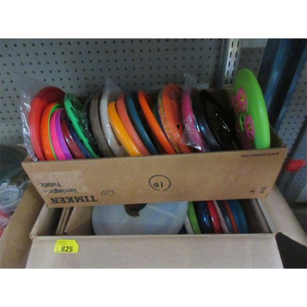 2 Boxes of Assorted Flying Disks with Logos - 50+ total