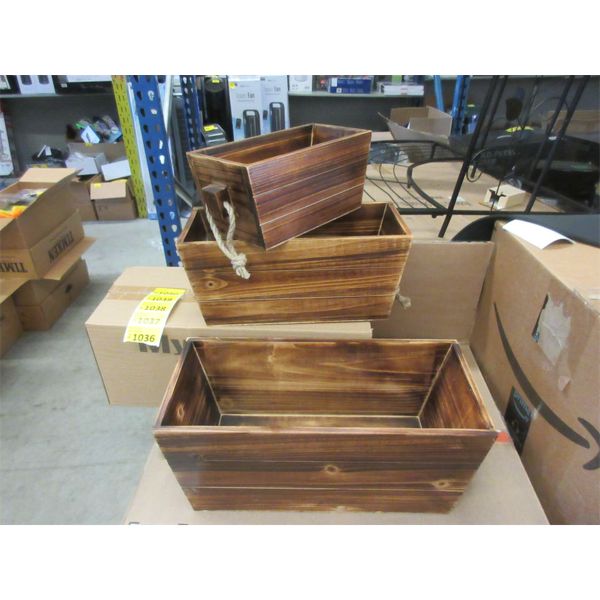 2 Sets of 3 New Small Wood Planter Boxes