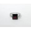 Image 1 : 3 CT Garnet & Diamond Sterling Silver Dinner Ring - Size 6