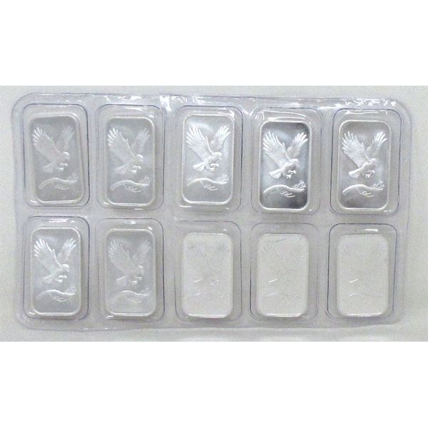 10 x 1 Oz .999 Silver Eagle SilverTowne Mint Bars in Uncut Sheet  