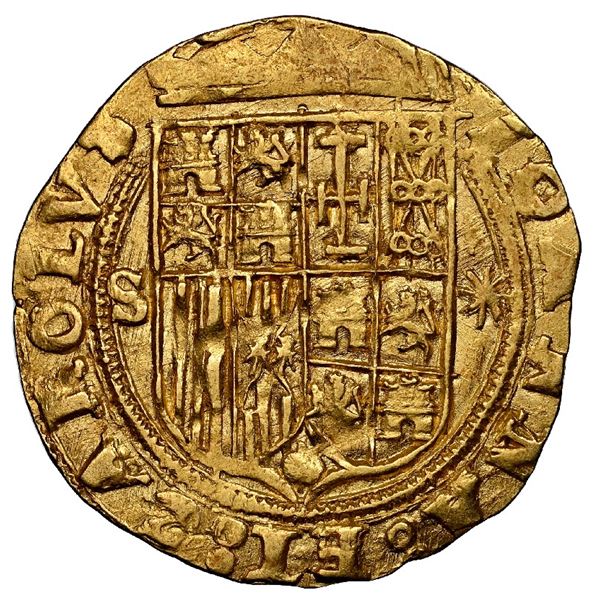 Seville, Spain, gold 1 escudo, Charles-Joanna, assayer * to right, mintmark S to left, NGC MS 61.