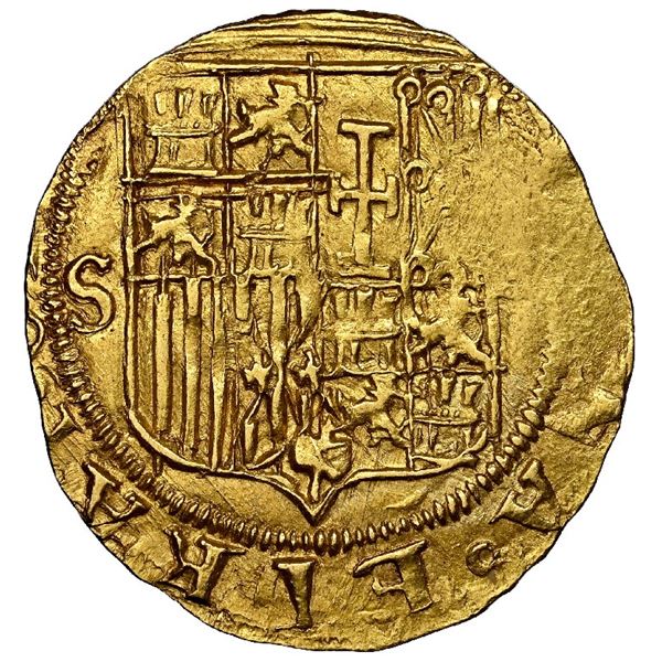 Seville, Spain, gold 1 escudo, Charles-Joanna, assayer Gothic D to right, mintmark S to left, NGC MS