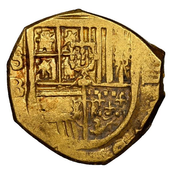 Seville, Spain, gold cob 2 escudos, Philip III, assayer B, NGC MS 62.