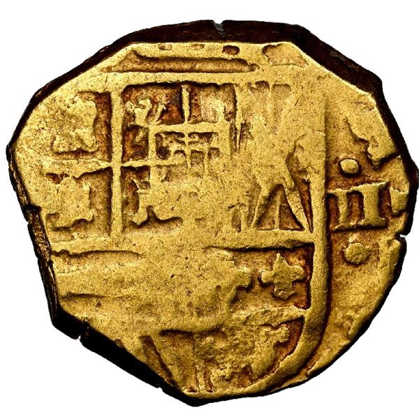 Seville, Spain, gold cob 2 escudos, 1619 (G), NGC AU 55.