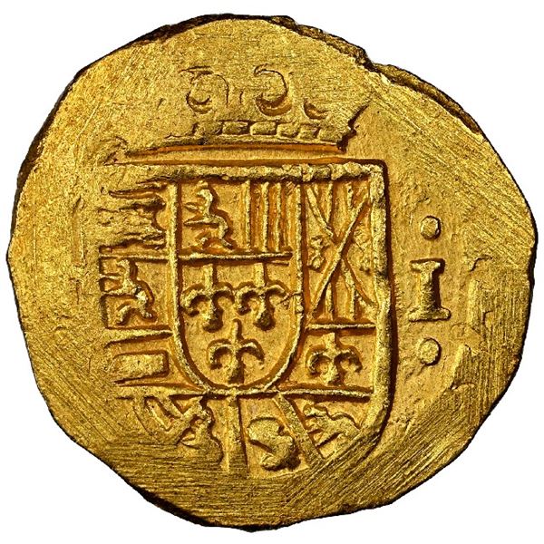 Mexico City, Mexico, gold cob 1 escudo, (1714) (J), NGC MS 64 (1715 Fleet Shipwreck Label).
