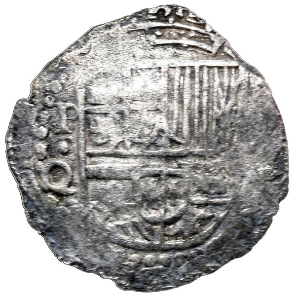 Potosi, Bolivia, cob 8 reales, Philip III, assayer Q/C, rare, Grade 2.