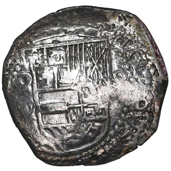 Potosi, Bolivia, cob 8 reales, Philip III, assayer Q, Grade 1.