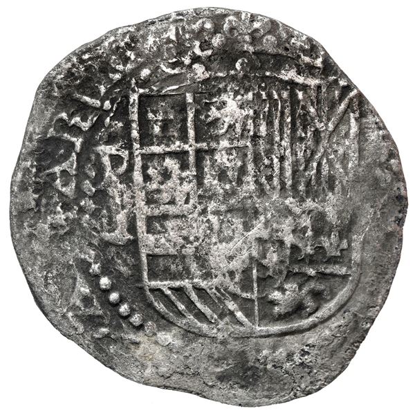 Potosi, Bolivia, cob 8 reales, Philip III, assayer Q, no Grade ("13 points"), with hand-signed certi
