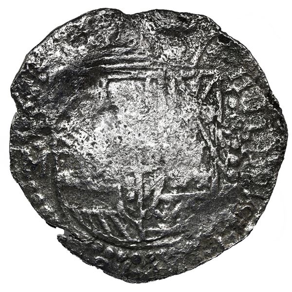 Potosi, Bolivia, cob 8 reales, Philip III, 1617 M, rotated reverse legend, Grade 2.