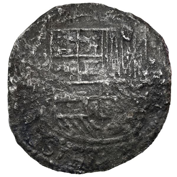 Potosi, Bolivia, cob 8 reales, Philip III, assayer not visible, no Grade ("13 points"), with hand-si