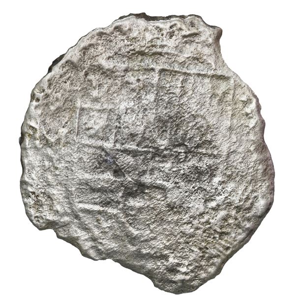 Potosi, Bolivia, cob 8 reales, Philip III, assayer not visible, no Grade ("8 points"), with hand-sig