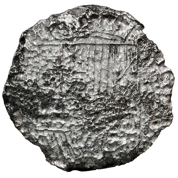 Potosi, Bolivia, cob 8 reales, Philip III, assayer not visible, Grade 3, with partially hand-signed