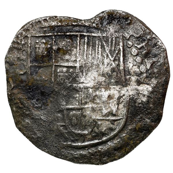 Potosi, Bolivia, cob 4 reales, Philip III, assayer not visible, Grade 1.