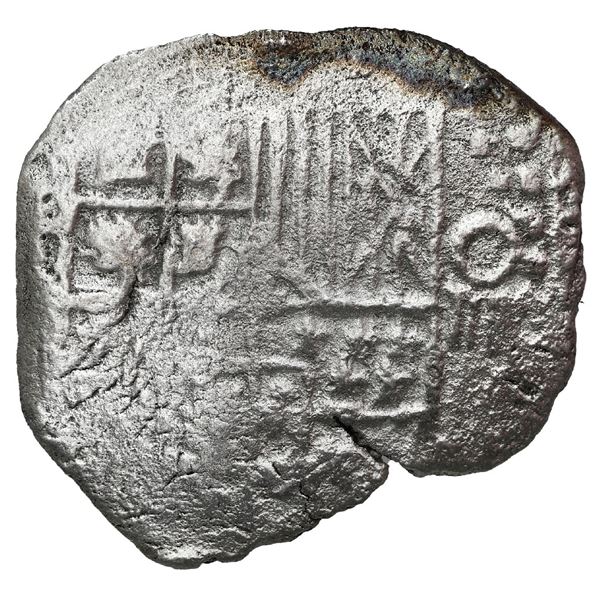 Potosi, Bolivia, cob 4 reales, Philip III, assayer not visible, no Grade ("1 point"), with hand-sign