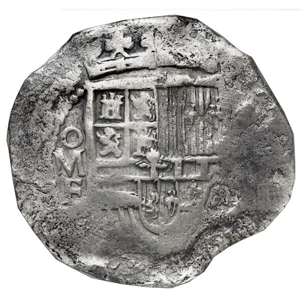 Mexico City, Mexico, cob 8 reales, Philip III, assayer F, NGC Shipwreck Effect / Sao Jose label.