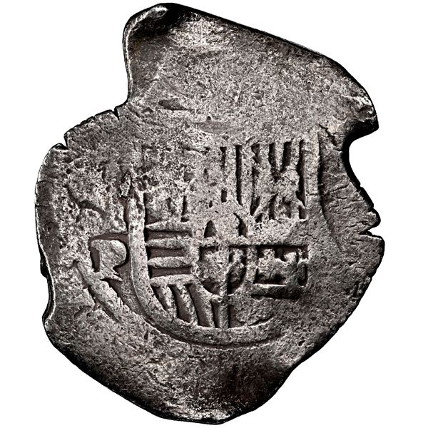 Mexico City, Mexico, cob 8 reales, Philip IV, assayer P, NGC Fine 15 / Concepcion (Shipwreck Blue La