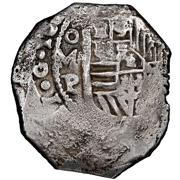Mexico City, Mexico, cob 8 reales, Philip IV, assayer P, NGC XF details / cleaned / Concepcion (Ship