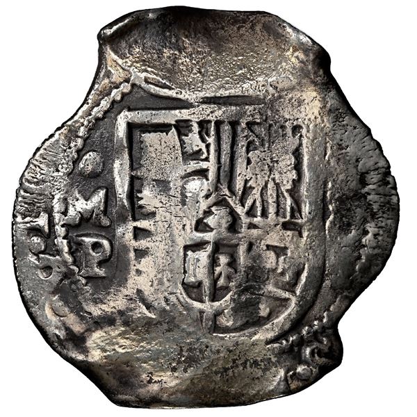 Mexico City, Mexico, cob 8 reales, Philip IV, assayer P, NGC VF details / cleaned / Concepcion (Ship