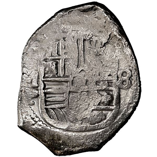 Mexico City, Mexico, cob 8 reales, Philip IV, assayer P, NGC XF details / saltwater damage / Concepc
