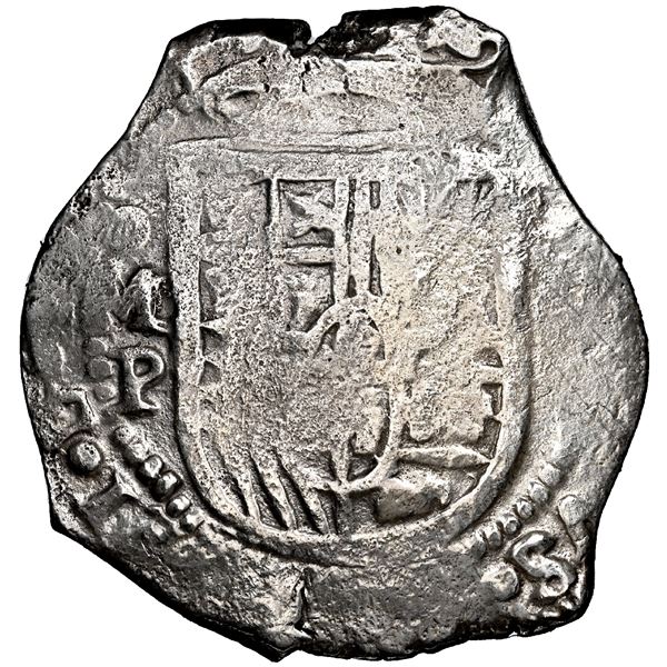 Mexico City, Mexico, cob 8 reales, Philip IV, assayer P, NGC XF details / cleaned / Concepcion (Ship
