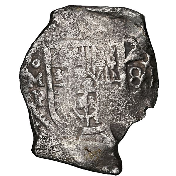 Mexico City, Mexico, cob 8 reales, Philip IV, assayer P, NGC VF details / saltwater damage / Concepc