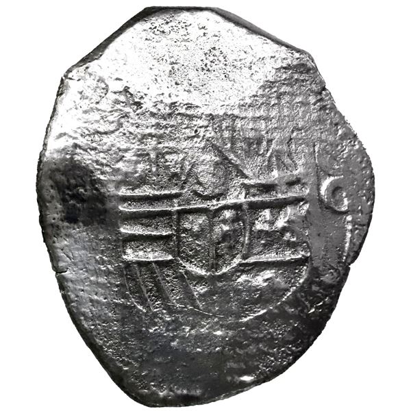 Mexico City, Mexico, cob 8 reales, Philip IV, assayer not visible, with strong canvas imprint.