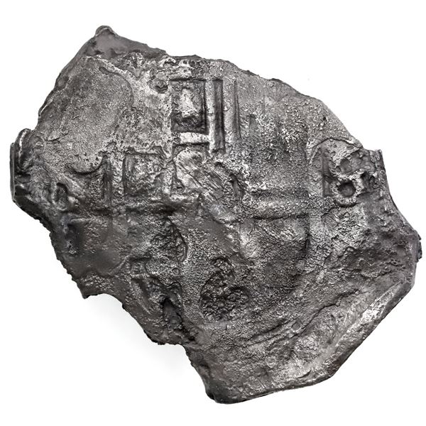 Mexico City, Mexico, cob 8 reales, Philip IV, assayer P, with original canvas appended to reverse.