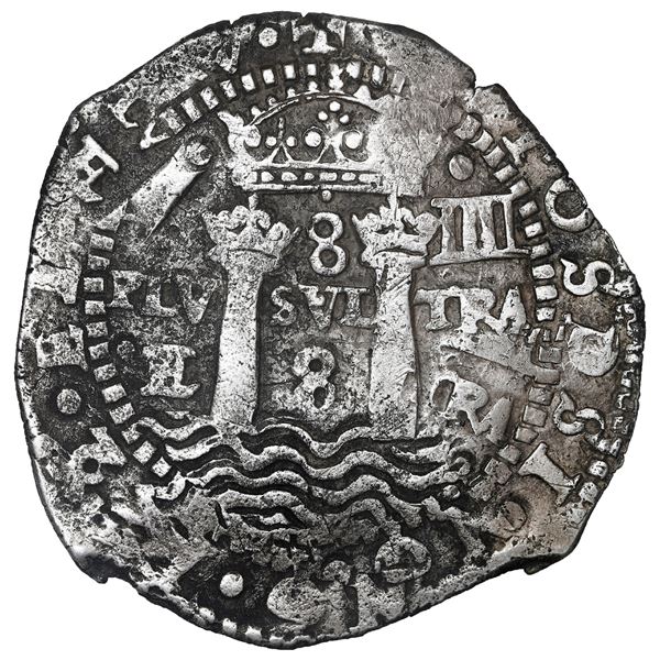 Potosi, Bolivia, cob 8 reales, 1652 E Transitional Type IV/A, ex-McClung.