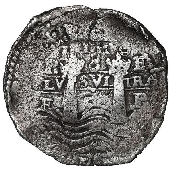 Potosi, Bolivia, cob 8 reales, 1653 E, 1-PH-6 at top, ex-McClung.
