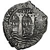Image 1 : Potosi, Bolivia, cob 8 reales, 1653 E, dot-PH-dot at top, pomegranate above and 653 below cross, NGC