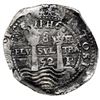 Image 1 : Potosi, Bolivia, cob 8 reales, 1652 E post-transitional (Transitional Type VIII/B), 1-PH-6 at top.