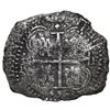 Image 2 : Potosi, Bolivia, cob 8 reales, 1652 E post-transitional (Transitional Type VIII/B), 1-PH-6 at top.