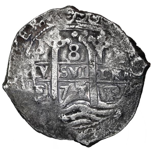 Potosi, Bolivia, cob 8 reales, 1675 E.