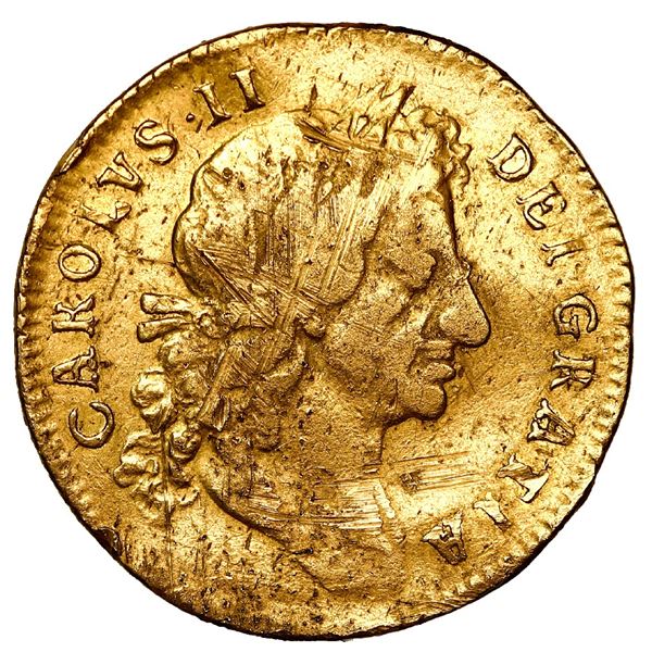 Great Britain (London, England), gold guinea, Charles II (fourth bust), 1673.