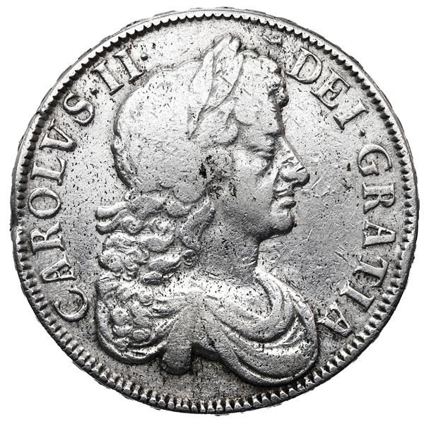 Great Britain (London, England), crown, Charles II, 1677/6, edge-lettering VICESIMO NONO.