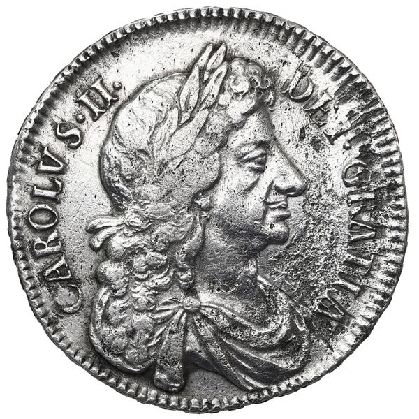 Great Britain (London, England), half crown, Charles II, 1676, edge-lettering VICESIMO OCTAVO.