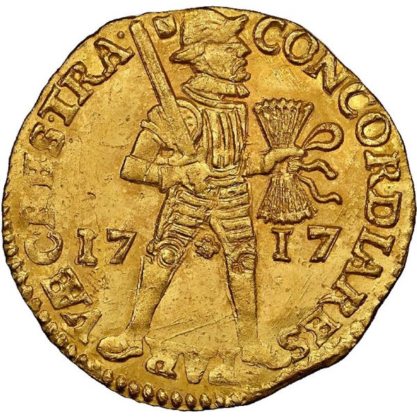 Utrecht, United Netherlands, gold ducat, 1717, rare, NGC MS 63 / Akerendam (Shipwreck Blue Label) ("