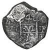 Image 1 : Potosi, Bolivia, cob 4 reales, 1733 E with retrograde E on cross side, rare.