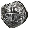 Image 2 : Potosi, Bolivia, cob 4 reales, 1733 E with retrograde E on cross side, rare.