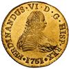 Image 1 : Santiago, Chile, gold bust 8 escudos, Ferdinand VI, 1751 J, NGC MS 63 / La Luz (Shipwreck Blue Label