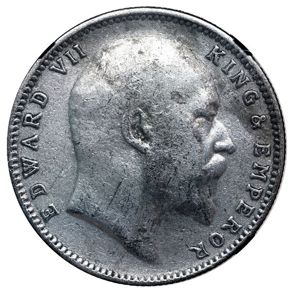 India (British), 1 rupee, Edward VII, 1907, NGC SS City of Cairo (1942).