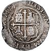 Image 2 : Mexico City, Mexico, cob 4 reales, Philip II, assayer O below mintmark oM to left, denomination o-II