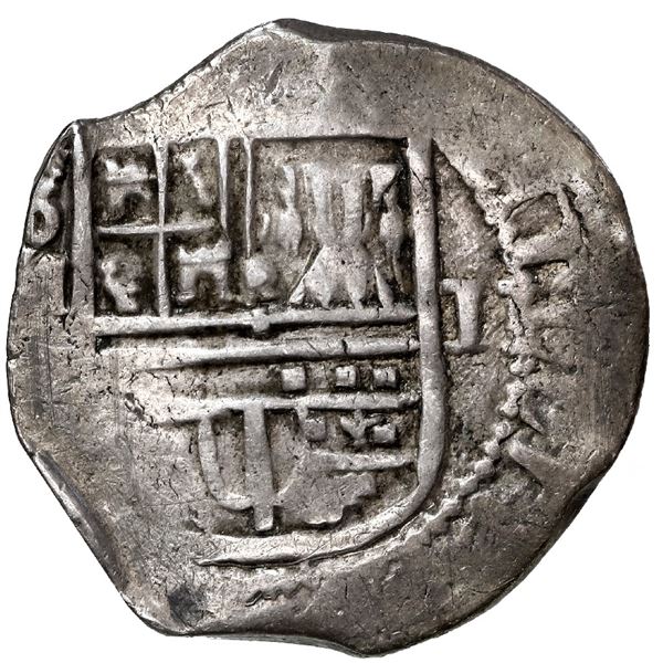 Mexico City, Mexico, cob 2 reales, Philip III, assayer not visible (F or oF) below mintmark oM to le