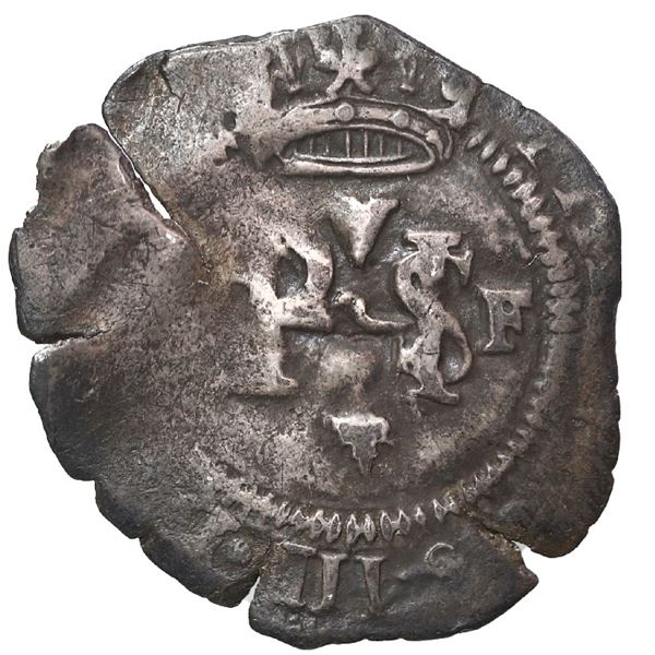 Mexico City, Mexico, cob 1/2 real, Philip III, assayer F to right, mintmark oM to left (pre-dated ty
