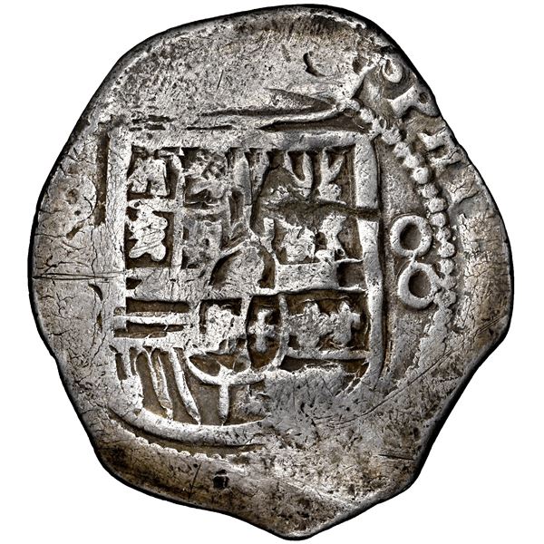 Mexico City, Mexico, cob 8 reales, Philip IV, assayer P (1640s), NGC VF 25.