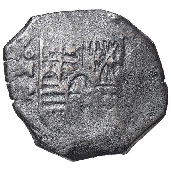 Mexico City, Mexico, cob 8 reales, Philip IV, assayer P, with punchmark on reverse as circulated in